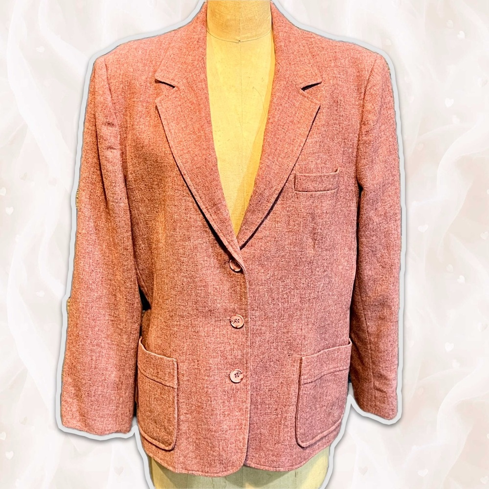 VINTAGE 80s Country Suburban wool tweed blazer coat jacket women’s timeless‎